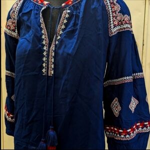 New Ann Taylor NWT XS Women's Embroidery Tassels Blouse
